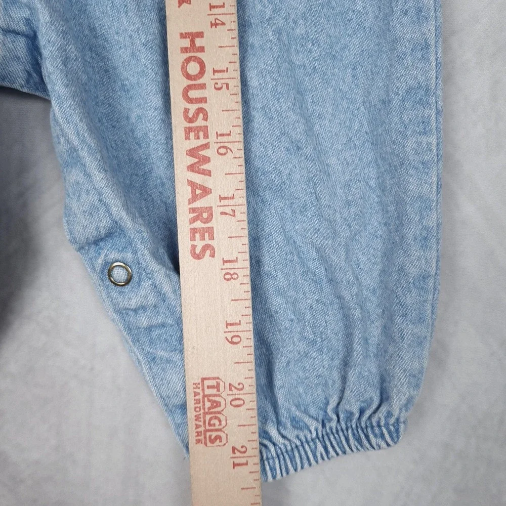 Vntg OshKosh B'gosh Denim Overalls Baby Girls12M Light Blue Pleated Vestbak USA